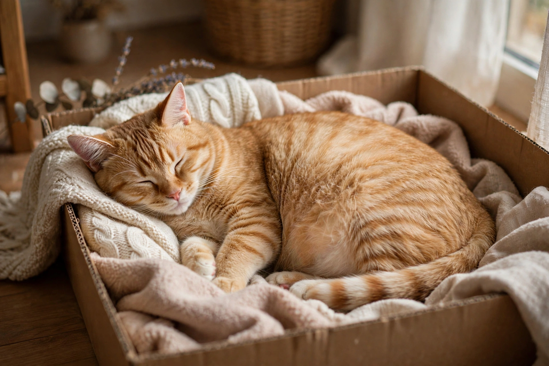 Pregnant cat resting