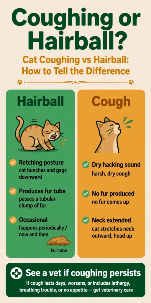 Infographic: cat coughing vs hairball — how to tell the difference