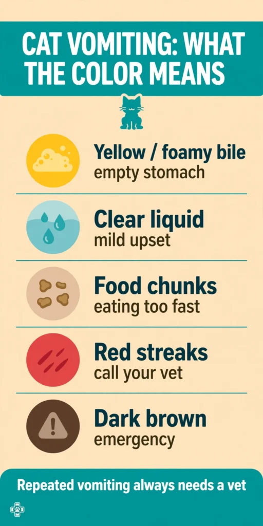 Infographic: what your cat's vomit color means and when to call the vet
