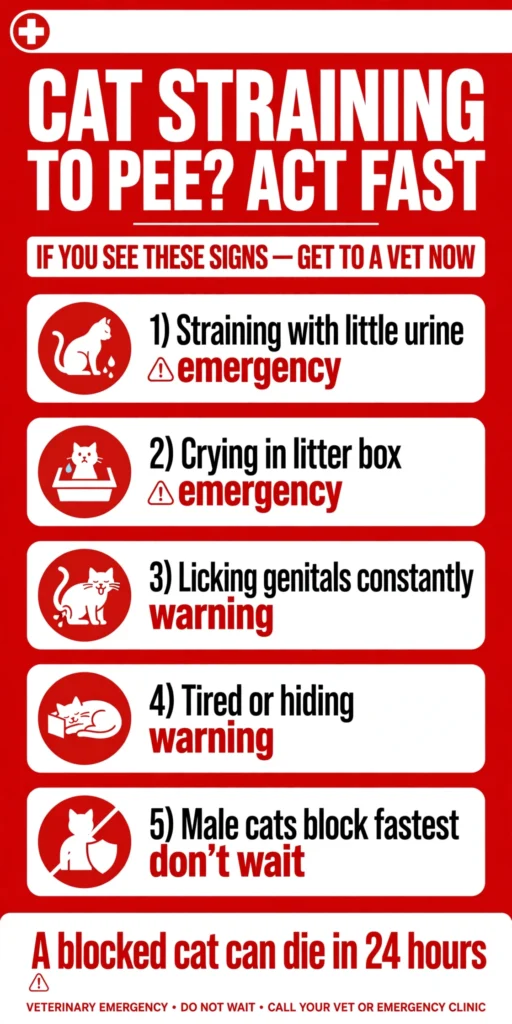 Infographic: urinary emergency warning signs in male cats