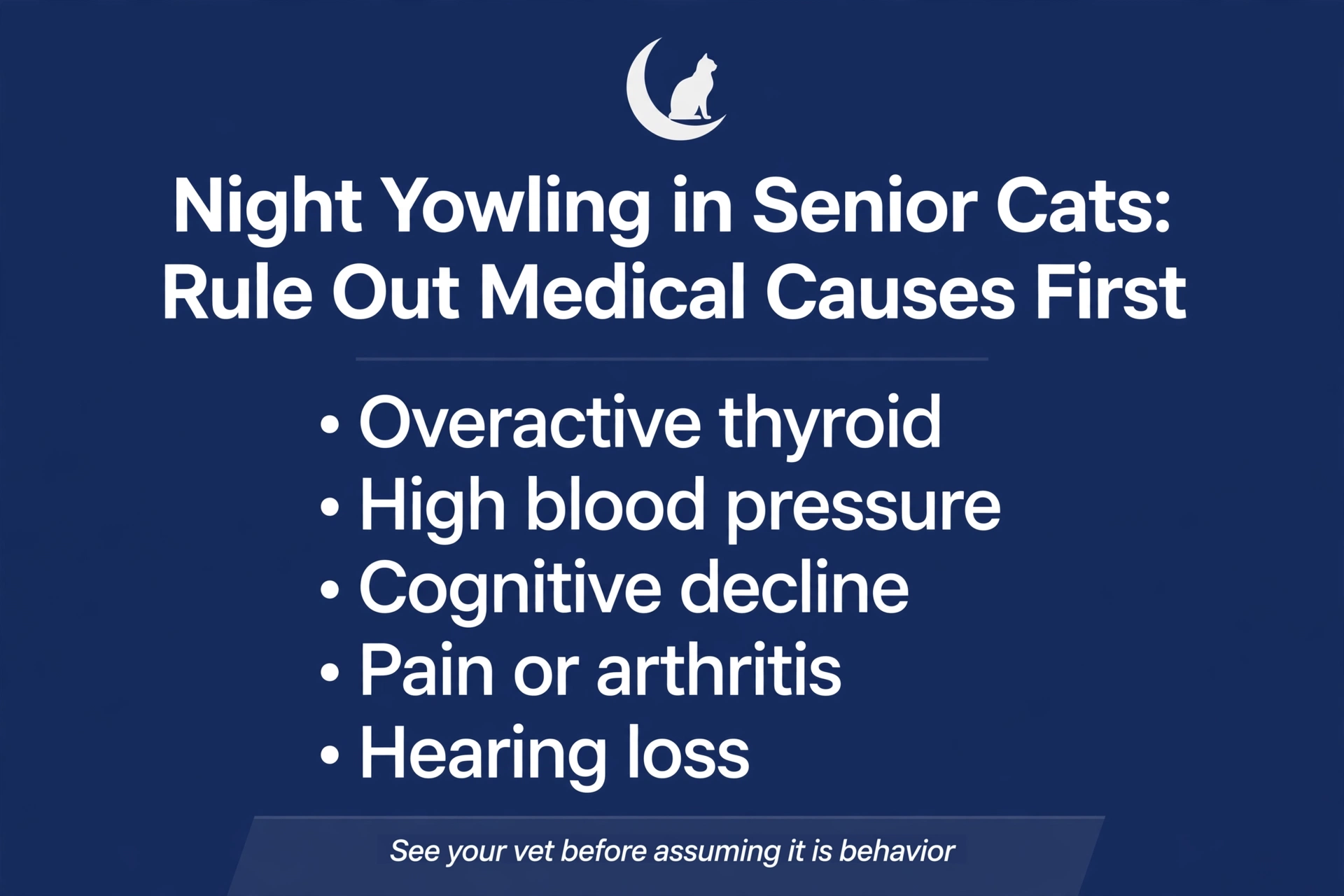 Medical causes of night yowling in senior cats checklist