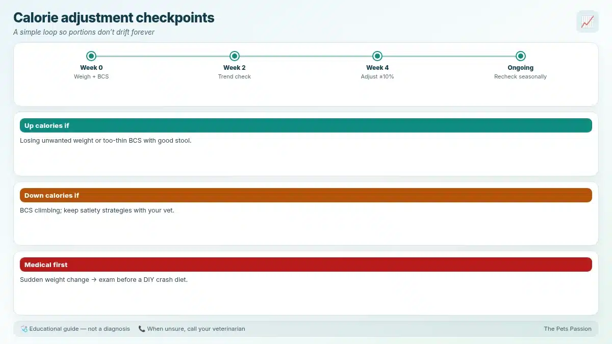Calorie adjustment checkpoints. A simple loop so portions donât drift forever Calorie adjustment checkpoints. A simple loop so portions donât drift forever