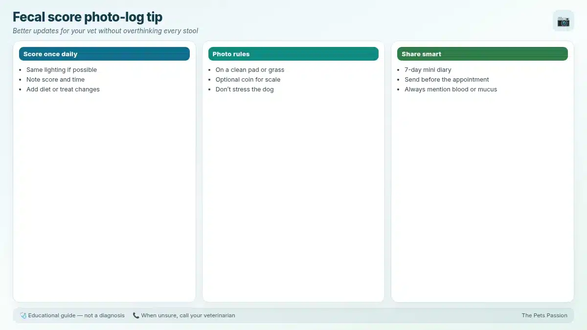 Fecal score photo-log tip. Better updates for your vet without overthinking every stool Fecal score photo-log tip. Better updates for your vet without overthinking every stool