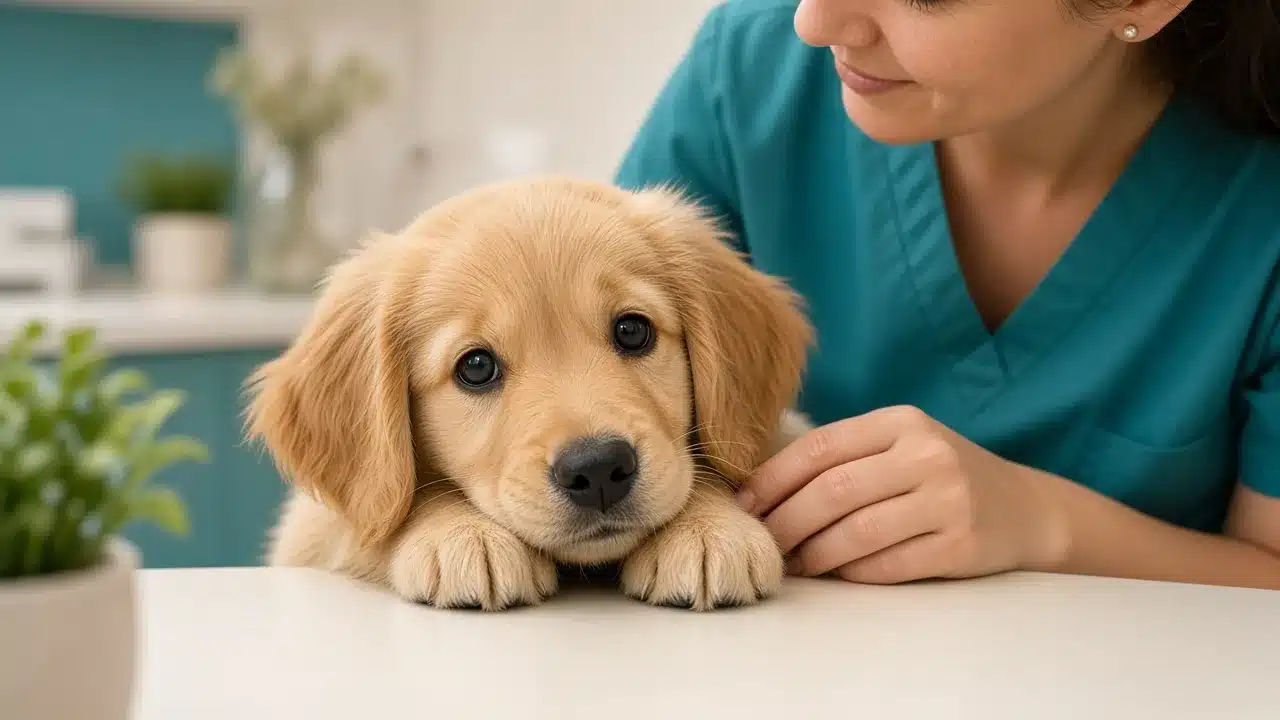 Puppy vaccination schedule timeline from 6 to 16-plus weeks on a calendar
