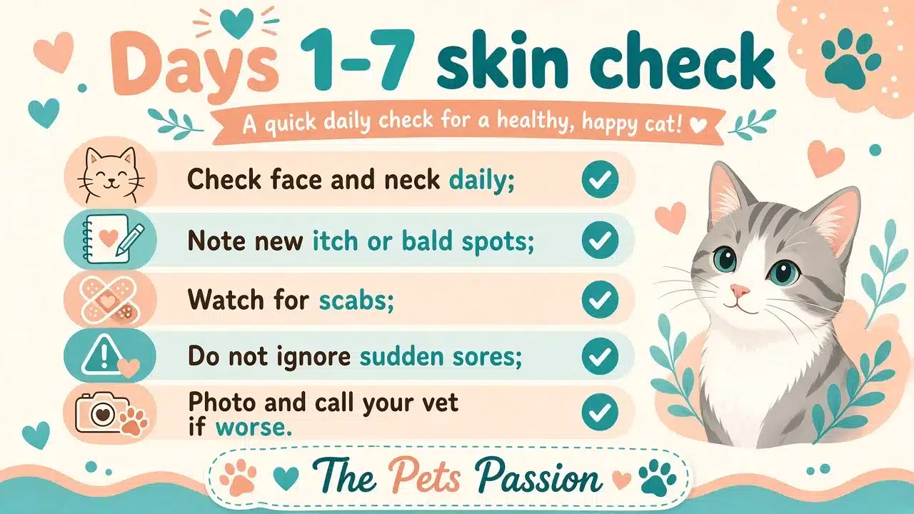 Days 1–7 Solensia skin check checklist for cats